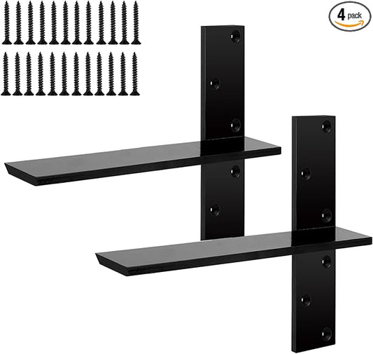 2-Pack Floating Shower Bench Brackets - 14" L x 2.5" W Heavy-Duty Hidden Countertop Wall Support Brackets, 3/8" Thick, Ideal for Floating Vanity, Cabinets, Granite,Dishwashers, Bin,and Bench Seats