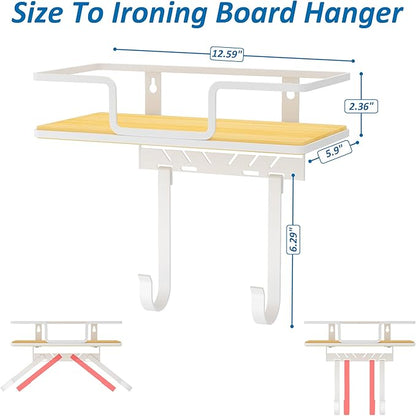 efluky Ironing Board Hanger Wall Mount, Ironing Board Holder Organizer for T-Leg & Y-Leg Ironing Boards, Space Saving Laundry Storage Rack, Black