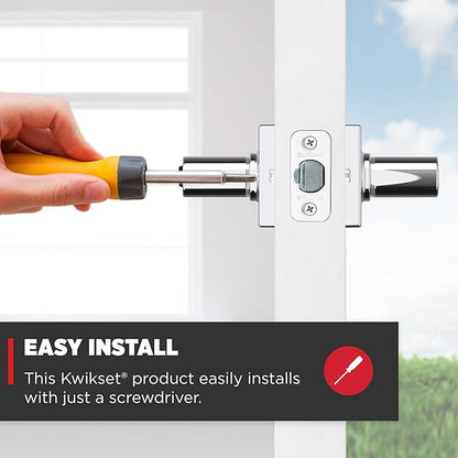 Kwikset Casey Entry Door Handle with Lock and Key, Secure Keyed Reversible Lever Exterior, Door Lock, For Front Door Entrance and Bedrooms, Polished Chrome, Pick Resistant Smartkey Rekey Security