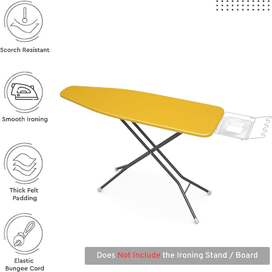 Encasa XO Ironing Board Cover and Pad 49"x18" - 4mm Felt Wide Iron Board Cover with Padding - Heat Resistant, Stain-Safe Dye, Non Slip Elastic Bungee Cord Tightening Iron Table Cover Mango