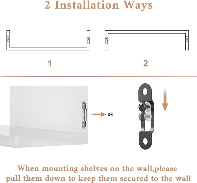 SRIWATANA Floating Shelves Wall Mounted, Solid Wood Wall Shelves, White