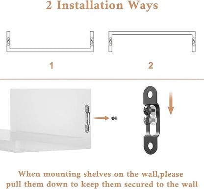 SRIWATANA Floating Shelves Wall Mounted, Solid Wood Wall Shelves, White