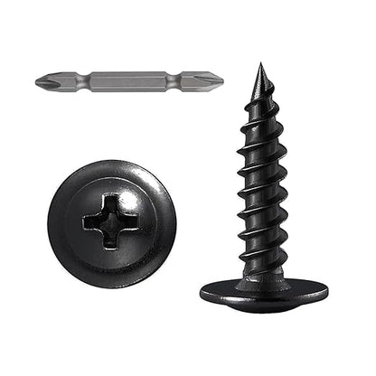 Wensilon（600 pcs）#4×5/8" Phillips Truss Head Wood Screws Black Galvanizing Quick Metal Self Tapping.