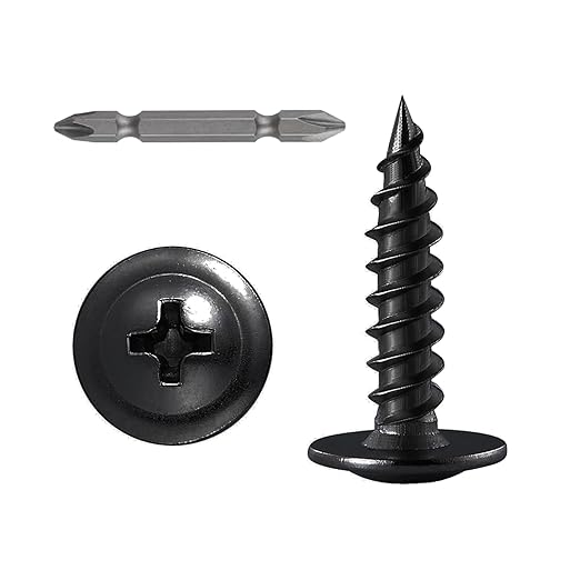 Wensilon（600 pcs）#4×5/8" Phillips Truss Head Wood Screws Black Galvanizing Quick Metal Self Tapping.