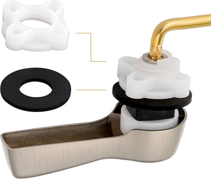 Hibbent Universal Metal Front Mount Toilet Handle Replacement Kit, Brass Toilet Flush Tank Lever with Stainless Steel Flapper Chains for Most Toilets, Brushed Nickel Finish