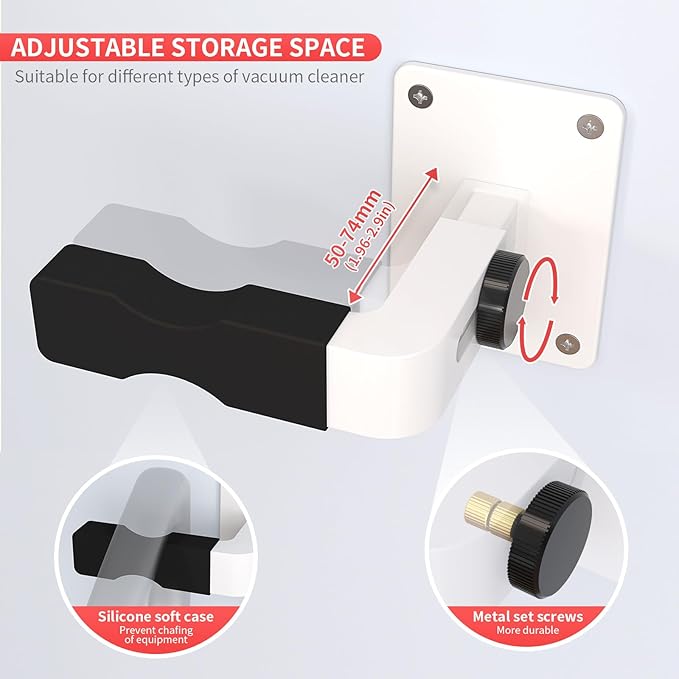 Adjustable Vacuum Wall Mount for Shark Vacuum Shark Cordless Vacuum Wall Mount Compatible for V6 V7 V8 V10 V11 V12 V15 Shark IX141 IZ562H IZ682H IZ361H IZ462H IZ163H IZ363HT IZ483H (White)