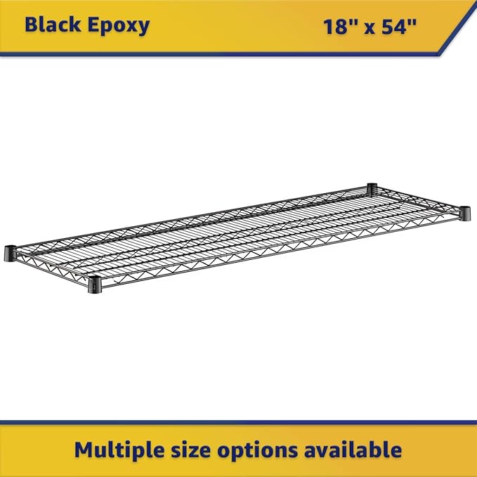 2-Pack Black 18" x 54" Additional Wire Shelf for Shelving Units, Replacement Shelves for Wire Rack