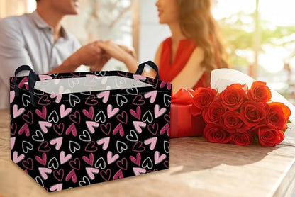 Rectangular Kids Basket,Heart Basket,Kids Storage Bin Baby Toy Organizer Box Love Room Decor(Black heart )