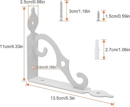 Acrux7 5.5 x 4.3 inch Decorative Shelf Brackets - 12 Pack Heavy Duty White Metal L Brackets with Screws