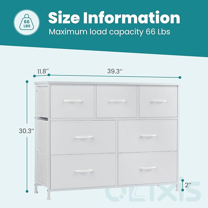 OLIXIS Dresser for Bedroom with 7 Drawers, Wide Fabric Dresser for Storage and Organization, Bedroom Dressers, Chest of Drawers for Living Room, Closet
