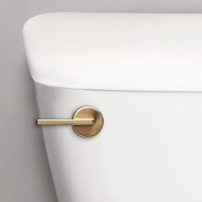 Korky StrongARM Metal Toilet Handle and Lever - Universal to Fit Front, Angled, Side, Left, and Right Mount Toilets - Contemporary Style in Brushed Gold