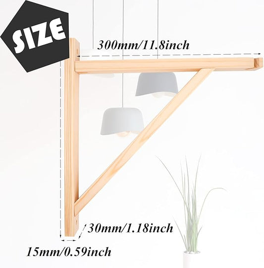 2 Pack Wall Mount Natural Wood Bracket Solid Bracket Shelf Supports Kits for Sconces Pendant Lights Swag Lamps Lighting Lamps Hanging Farmhouse Design DIY Project with Screws