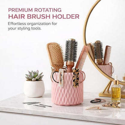360° Rotating Makeup Brush Holder, 5-Slot Cosmetic Organizer Cup for Vanity, Desk & Bathroom Countertop, Pink