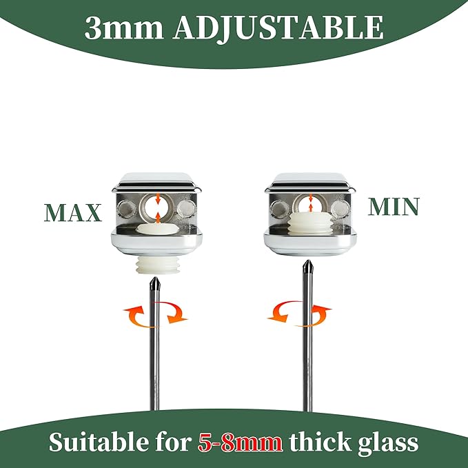 Alise Glass Shelf Brackets,Adjustable Clamp Brackets for Shelves,Wall Mount Clamps for 5-8mm Glass Shelves,Bathroom Clip Holder Support Hardware,Pack of 4
