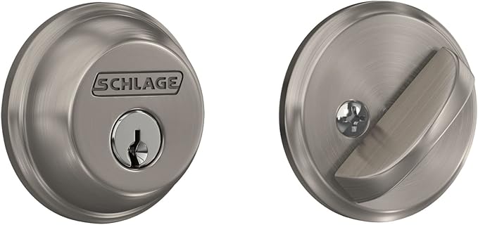 Schlage B60 N 619 Deadbolt, Keyed 1 Side, Highest Residential Security, Satin Nickel