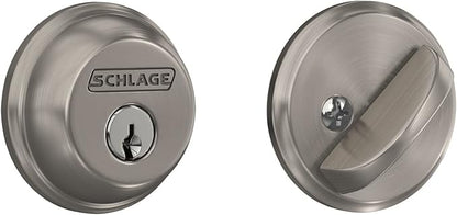 Schlage B60 N 619 Deadbolt, Keyed 1 Side, Highest Residential Security, Satin Nickel