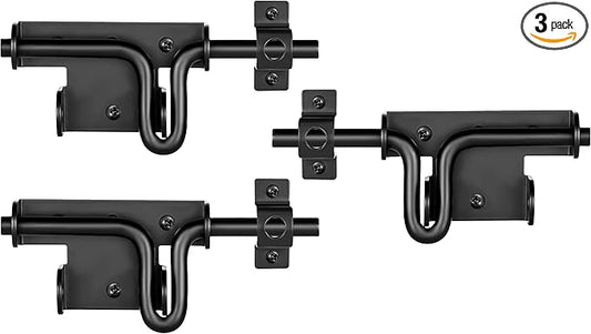 Slide Bolt Gate Latch with Padlock Hole, Heavy Duty Fence Slide Latches Outdoor Doors for Wooden Fence, Shed Door, Vinyl Door-3pack