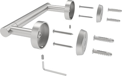 Bathroom Toilet Paper Holder Wall Mount SUS304 Stainless Steel Double Post Pivoting Toilet Paper Roll Holder Wall Mounted for Bathroom RV Commercial Toilet Tissue Dispensers, Brushed Nickel
