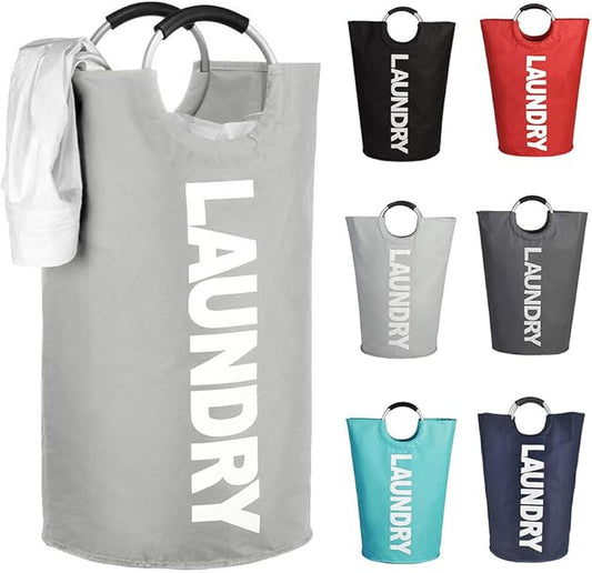 Mziart 90L Large Collapsible Laundry Hamper Laundry Basket with Alloy Handles for College, Camping and Home, Heavy Duty and Durable Thicken Foldable Clothes Storage Washing Bag (Grey)