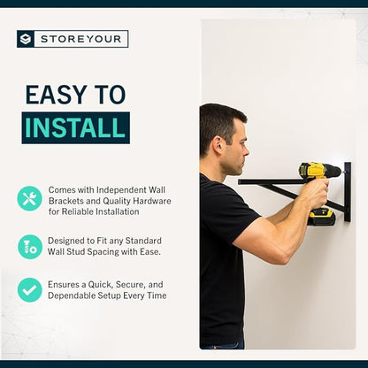 StoreYourBoard Heavy Duty Garage Shelf Wall Mount 1ft x 2ft – Wall-Mounted Shelving for Storage & Organization – Heavy Duty Garage Shelves for Tools, Bins, & Equipment – Holds 200 lbs - Black