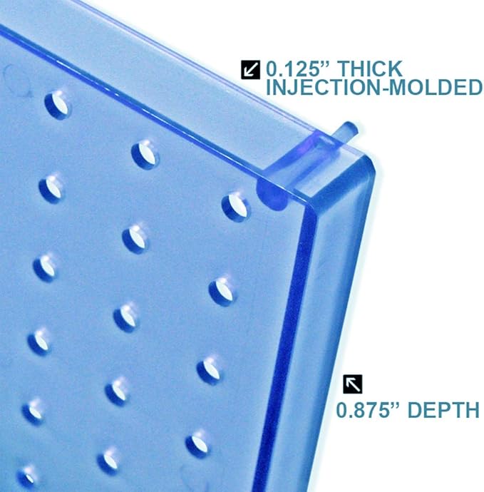 Azar Displays 900940-BLU The DIY Multi-Purpose 10-Piece Pegboard Wall Organizer Kit with One Panel and Accessory Assortment: Hooks, Bins, Headband Holder, Cylinder and Cups. Peg Wall Storage System