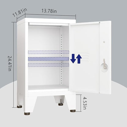 24.4" H Metal Locker Storage Cabinet with 1 Doors, Pantry with Shelves, Storage Cabinet with Adjustable Leveling Foot for Kitchen, Employees, Office, Kids Locker