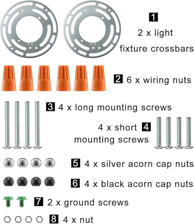 Qc 2 Pack Universal Light Fixture Mounting Bracket, 4 Inches Diameter Steel Crossbar Plate with Ground Screw for Mount Wall Light, Close to Ceiling Light, Chandelier Silver