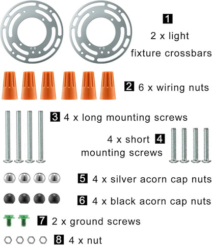 Qc 2 Pack Universal Light Fixture Mounting Bracket, 4 Inches Diameter Steel Crossbar Plate with Ground Screw for Mount Wall Light, Close to Ceiling Light, Chandelier Silver