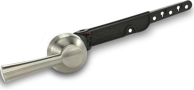 Korky Strong Arm Metal Toilet Handle and Lever - Universal to Fit Front, Angled, Side, Left, and Right Mount Toilets - Brushed Nickel, Simple Style, 6074BP