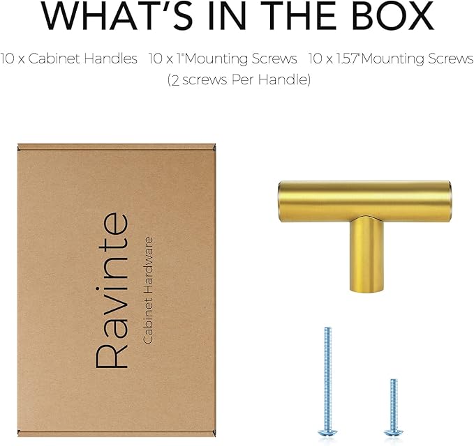 Ravinte 2'' Cabinet Handles Stainless Steel Brushed Brass Kitchen Cabinet Hardware Handles of Kitchen Cupboard Handles 10 Pack