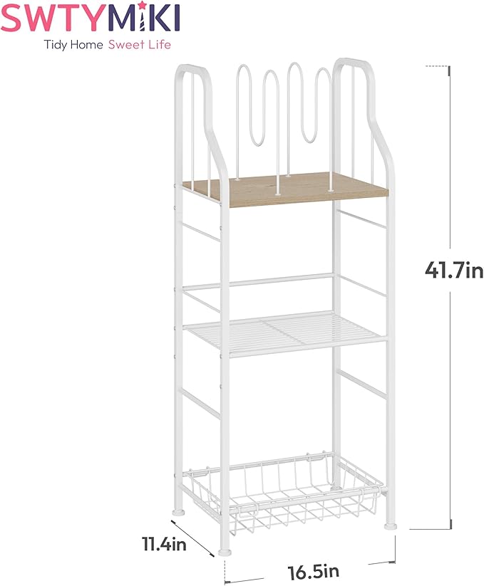 SWTYMIKI Free Standing Towel Rack - 3 Tier Towel Racks for Bathroom with M-Shaped Dividers, Durable Metal Towel Holder, Pool Towel Rack, Space-Saving Towel Storage Organizer, Modern Bath Towel Shelf