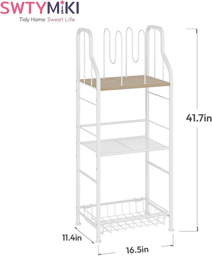 SWTYMIKI Free Standing Towel Rack - 3 Tier Towel Racks for Bathroom with M-Shaped Dividers, Durable Metal Towel Holder, Pool Towel Rack, Space-Saving Towel Storage Organizer, Modern Bath Towel Shelf