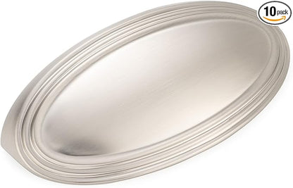 KOOFIZO 10 Pack 3 Inch Drawers Pulls Brushed Nickel Cabinet Handles Satin Silver Cabinet Cup Pulls for Kitchen Cabinets P33 Drawer Dresser Cupboard Bedroom Bathroom