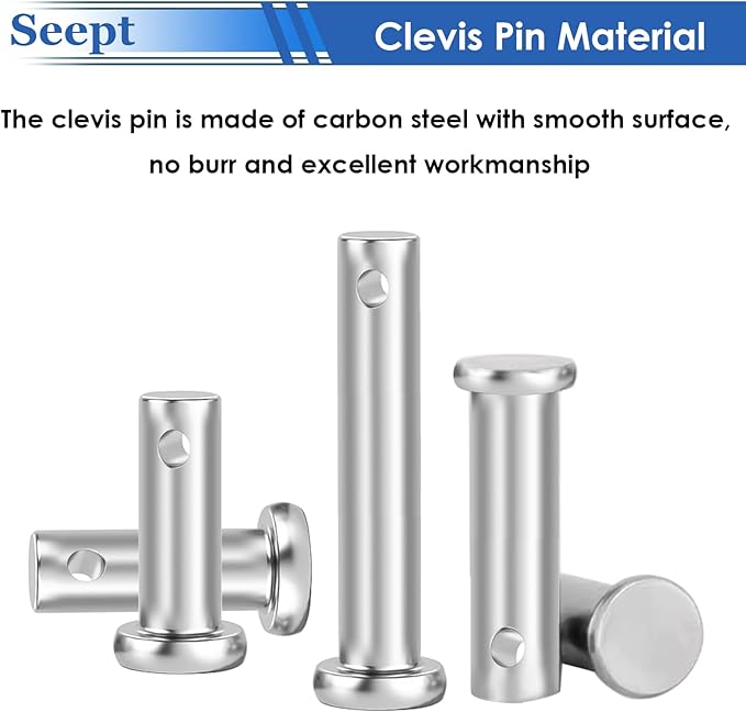132Pcs Clevis Pin Assortment Kit - 304 Stainless Steel Cotter Pins & Carbon Steel Clevis Pins for Trailer Latch - Single Hole Clevis Pins for Versatile Use