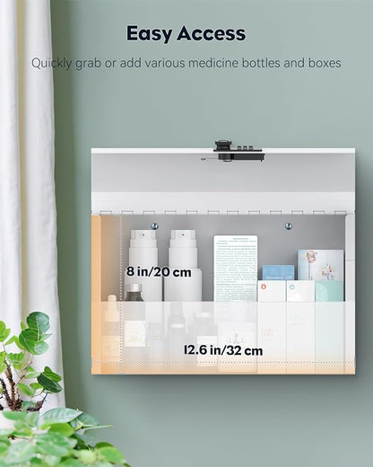 Uniclife Wall Mount Medicine Cabinet with Combination Lock Locking First Aid Cabinet Lockable Medical Cabinet Small Medicine Organizer Secure Steel Wall Cabinet Metal Storage Box, White