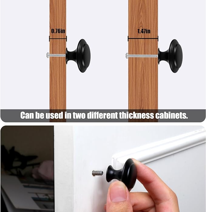 Romeda 18 Piece Drawer Hardware - Black 30mm Cabinet Knobs & Pulls for Dressers & Kitchens with Screw