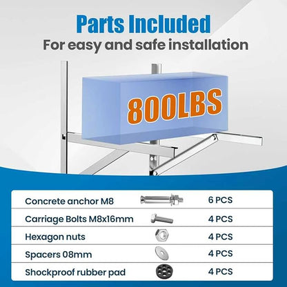 Mini Split Wall Mounting Bracket for 9000-36000 BTU Air Conditioner, Foldable Heavy Duty AC Support Bracket for Wall Mount Condenser AC Heat Pump Systems, 201 Stainless Steel Max 800 Lb