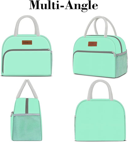 Coobiiya Lunch Bag Women, Lunch Box Bag for Women Adult Men, Small Leakproof Cute Lunch Tote Large Capacity Reusable Insulated Cooler Lunch Container for Work/Office/Picnic/Travel-Green