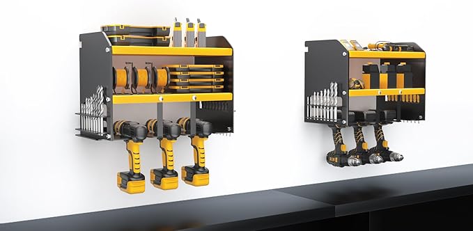 Wall Mounted Power Tool Organizer,Garage Space-Saving Tool Organizers and Storage,Metal Utility Shelf Storage Rack for Cordless Drill