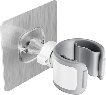 Adjustable Wall Mounted Shower Head Holder, Strong Adhesive & Drilling 2 Installation Methods, 360° Swivel Handheld Shower Wand Holder for RV Kids’ Bathroom Shower Accessories （White）