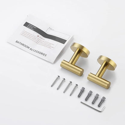 KES Bath Towel Hook Robe Hook for Bathroom Kitchen Wall Mount SUS 304 Stainless Steel Brushed Gold 2 Pack, A2164-BZ-P2