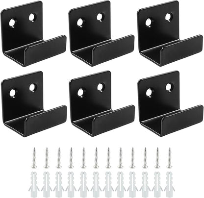 6 Pack Wall Hanger Fastener, Stainless Steel Wall Mount Brackets Hook with 25 mm Inner Width Heavy Duty Tile Hangers for Ceramic Display (Black)