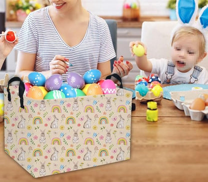 Rectangular Easter Baskets Gift Basket Empty Pink Bunny Kids Storage Bins Baby Boy Basket Kids Toy Storage Bin Organizer Box Room Decor for Home( Rabbit)