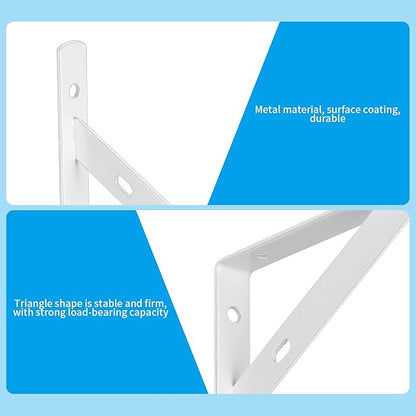 8 Pcs Heavy Duty Floating Metal Shelf Brackets, L Shaped Wall Mount Shelves Support Angle Brackets (3.7 x 6 inch White)