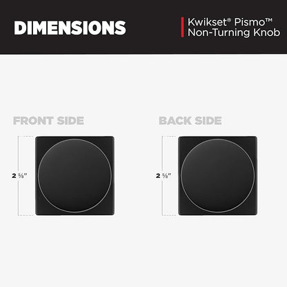 Kwikset Pismo Dummy Door Knob, Single Sided Handle for Closets, French Double Doors, and Pantry, Matte Black Non-Turning Interior Push/Pull Door Knob, with Microban Protection