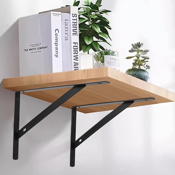 8 Pcs Heavy Duty Shelf Brackets, Floating Metal Shelf Brackets, Metal Wall Mount L Shaped Shelves Support Angle Brackets for Heavy Duty Floating Shelves Shelf Brackets (9.84 x6.29 inch)