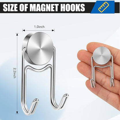 LOVIMAG Magnetic Hooks, 50lbs+ 2026 Cruise Cabin Ship Essentials Magnet Hook Heavy Duty Strong Magnets Refrigerator Fridge Hanging for Classroom Beach Vacation Kitchen Home Must Haves 5 Pcs (Silver)