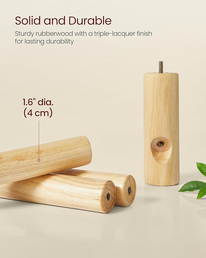 VASAGLE Solid Wood Coat Rack, Free Standing Tree-Shaped Coat Rack with 8 Hooks, 3 Height Options, for Clothes, Hats, Bags, Living Room, Bedroom, Home Office, Cappuccino Beige URCR004K01