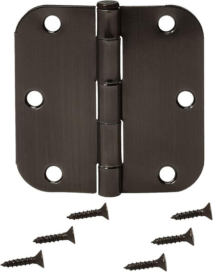 Amazon Basics Rounded 3.5 Inch x 3.5 Inch Door Hinges, Oil Rubbed Bronze, 72 Count (Pack of 1)