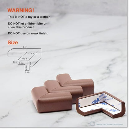 Roving Cove Slimfit Corner Edge Protector for Baby Proofing (Small 18ft Edge 8 Corners), Furniture Safety Bumper Guard, Soft NBR Rubber Foam, 3M Adhesive, Coffee Brown